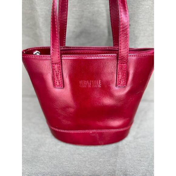 Vintage Vera Pelle Red Leather Handbag – Made in Italy - Picture 7 of 10